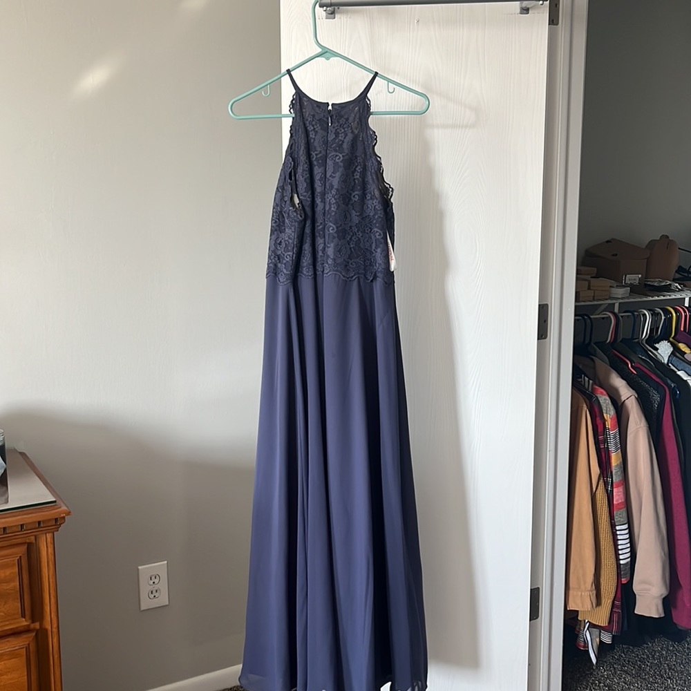 JJ’s House. Size 12/14. Color: Stormy. A-Line Scoop Style. Chiffon Lace material - Picture 2 of 2